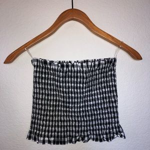 Gingham strapless top